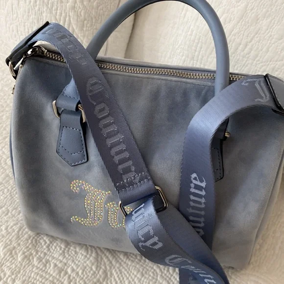 Juicy Couture Slate Blue Obsession Velour Satchel - Picture 13 of 13
